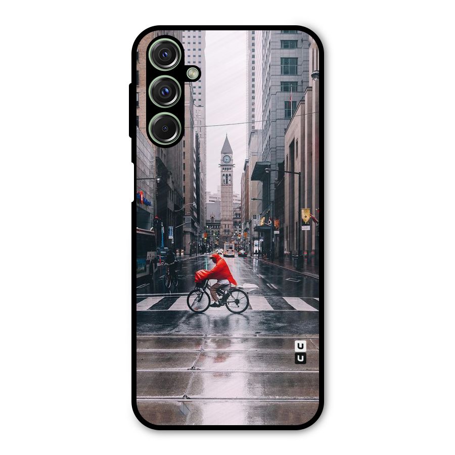 Red Bicycle Street Metal Back Case for Galaxy F34