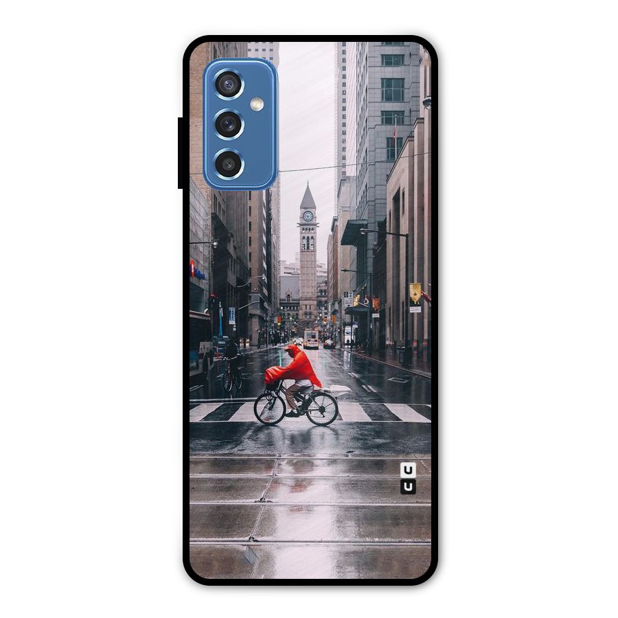 Red Bicycle Street Metal Back Case for Galaxy M52 5G