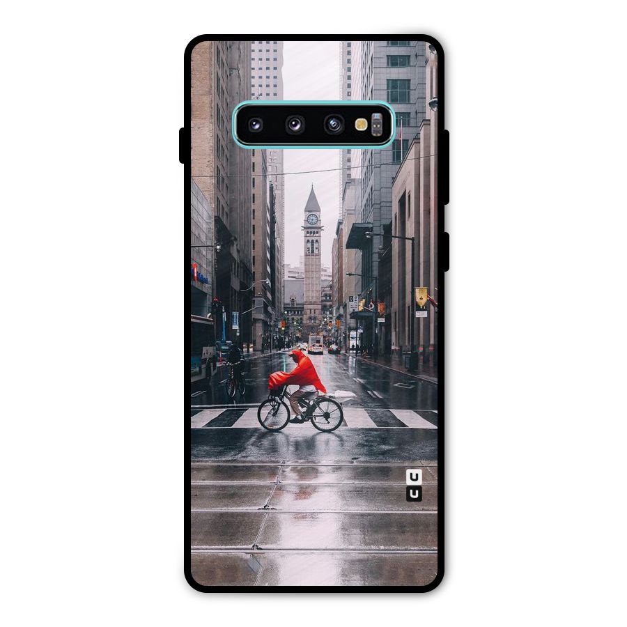 Red Bicycle Street Metal Back Case for Galaxy S10 Plus