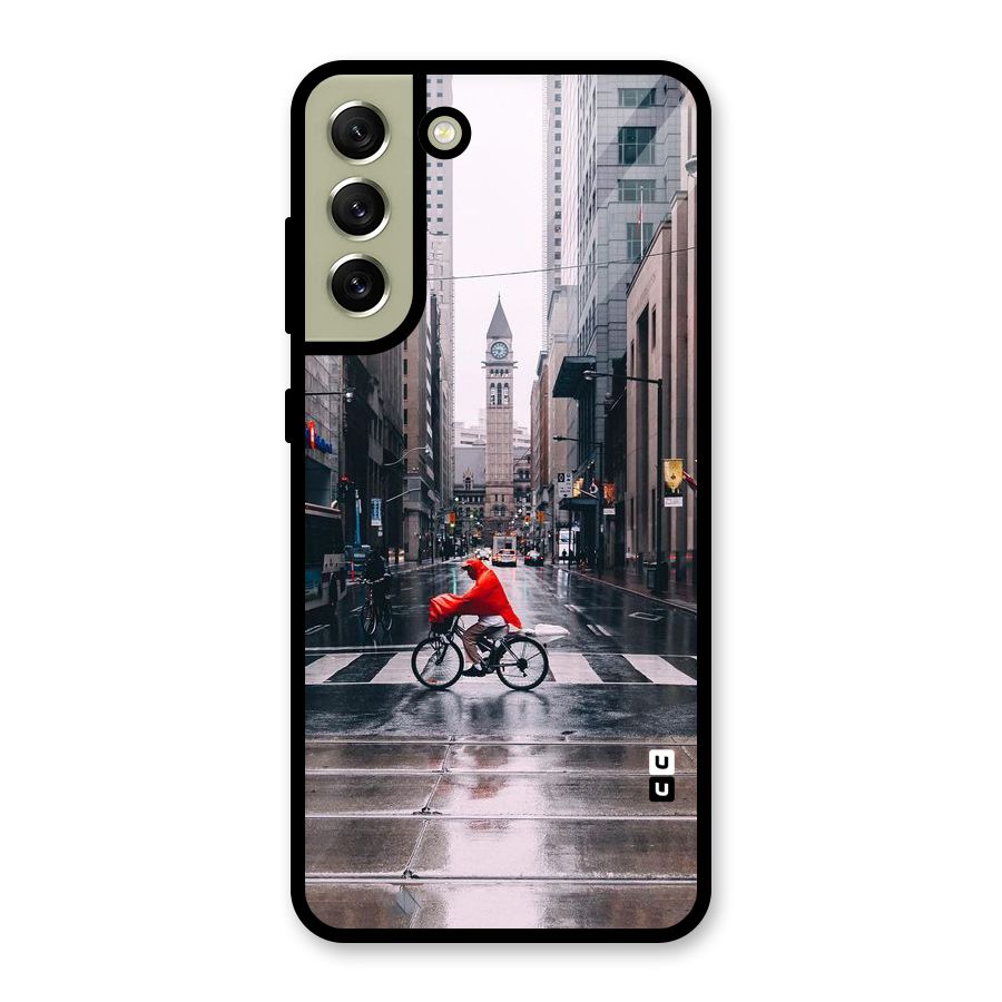 Red Bicycle Street Metal Back Case for Galaxy S21 FE 5G (2023)
