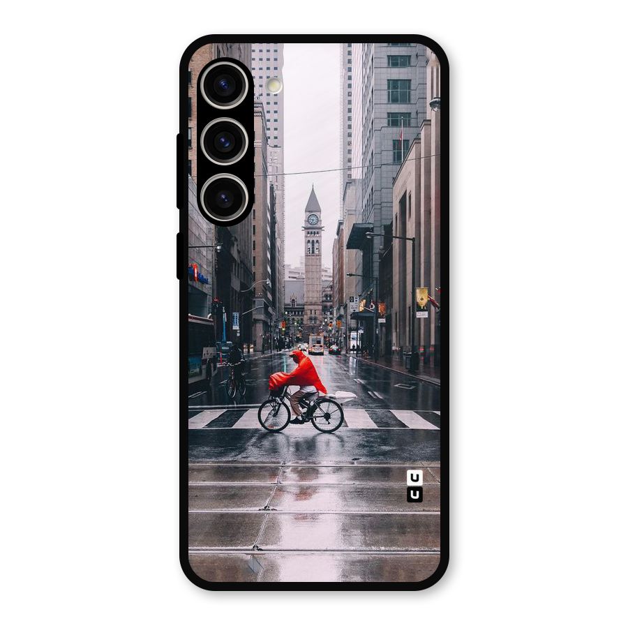 Red Bicycle Street Metal Back Case for Galaxy S23 Plus
