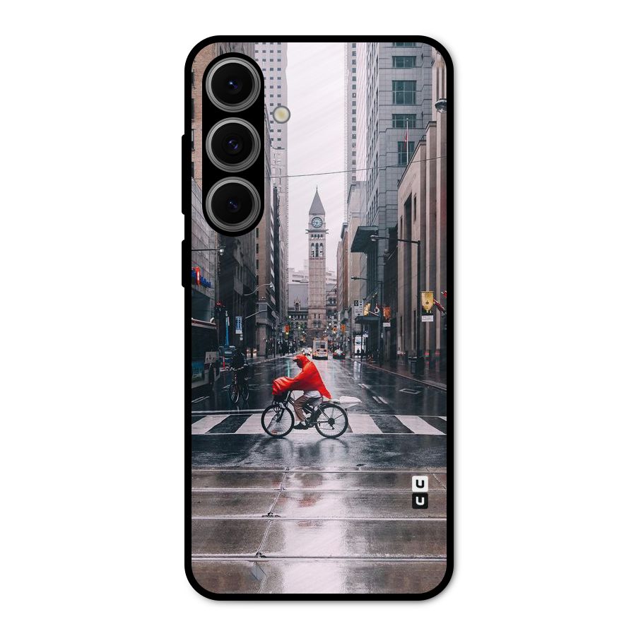 Red Bicycle Street Metal Back Case for Galaxy S24 FE
