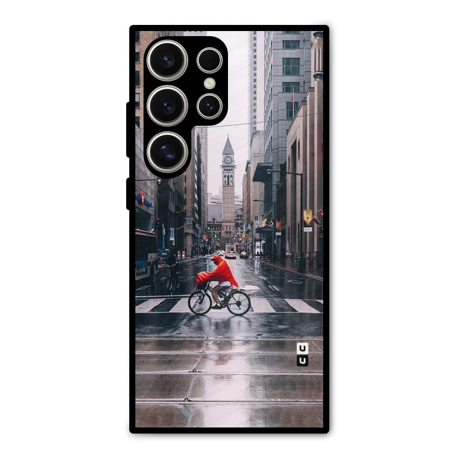 Red Bicycle Street Metal Back Case for Galaxy S24 Ultra