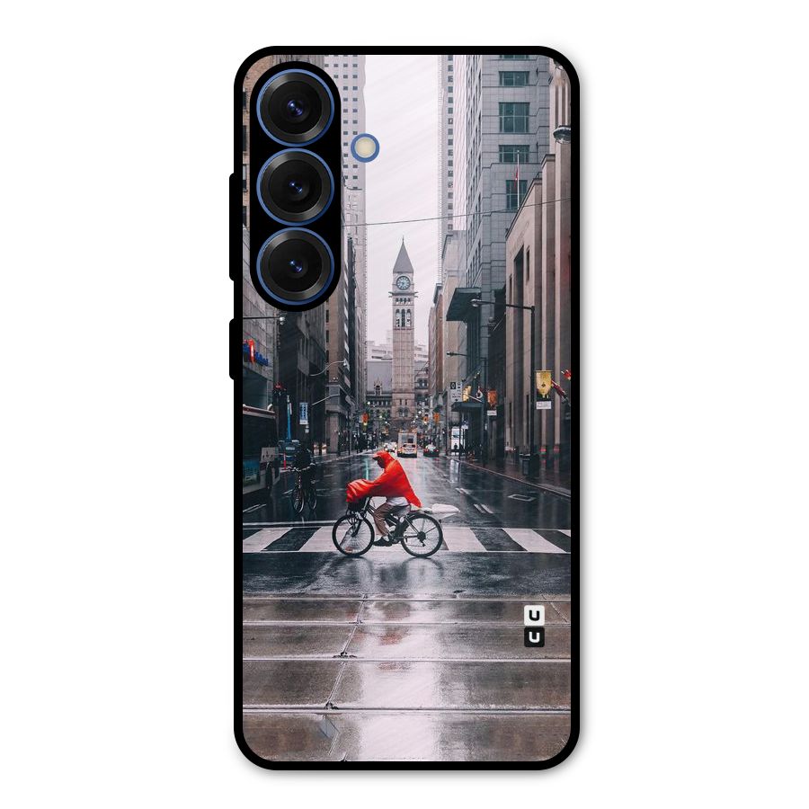 Red Bicycle Street Metal Back Case for Galaxy S25