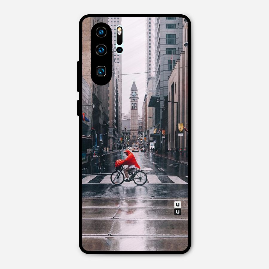 Red Bicycle Street Metal Back Case for Huawei P30 Pro