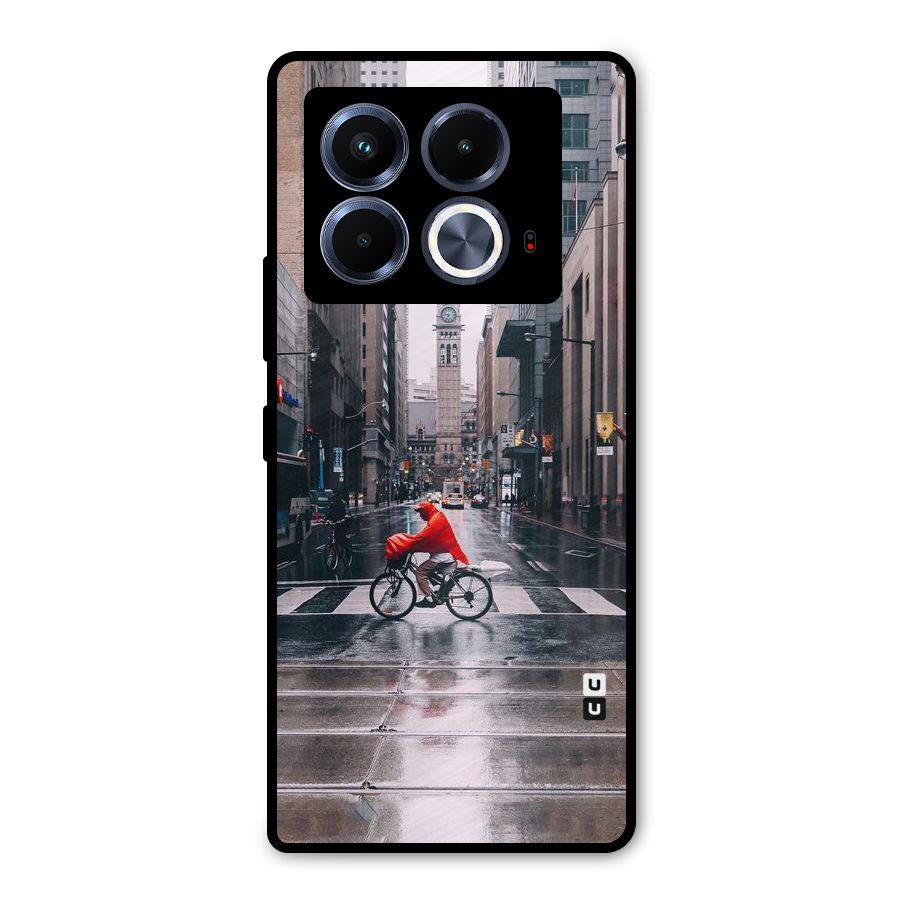 Red Bicycle Street Metal Back Case for Infinix Note 40 5G