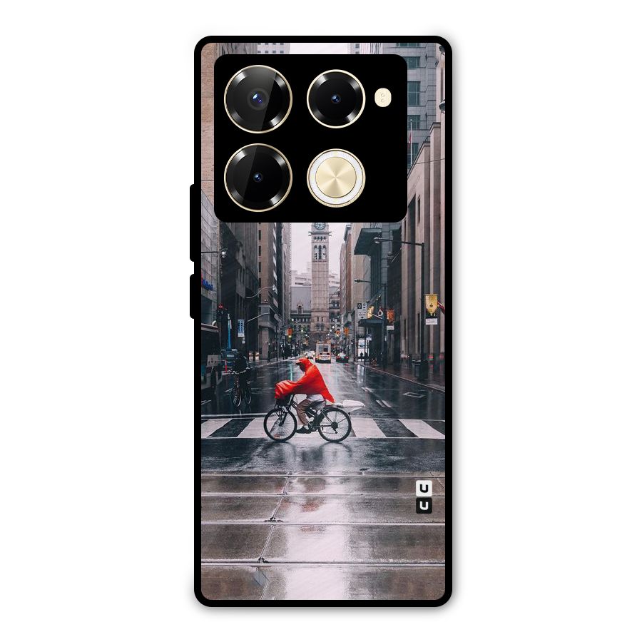 Red Bicycle Street Metal Back Case for Infinix Note 40 Pro Plus