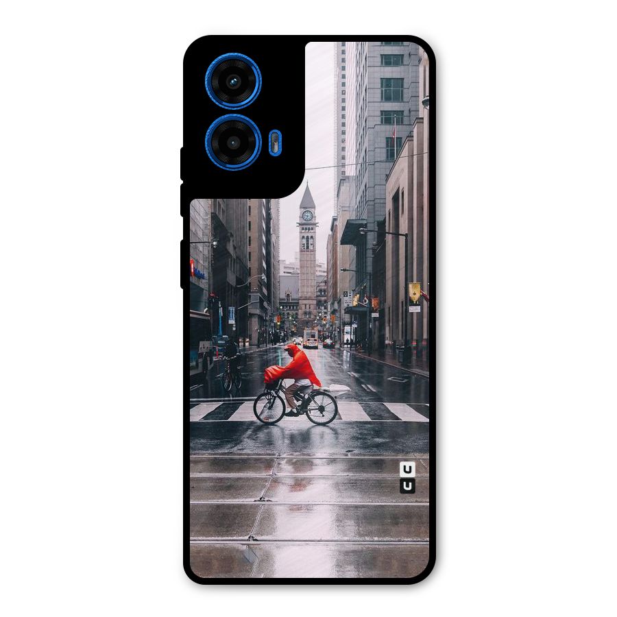 Red Bicycle Street Metal Back Case for Moto G45