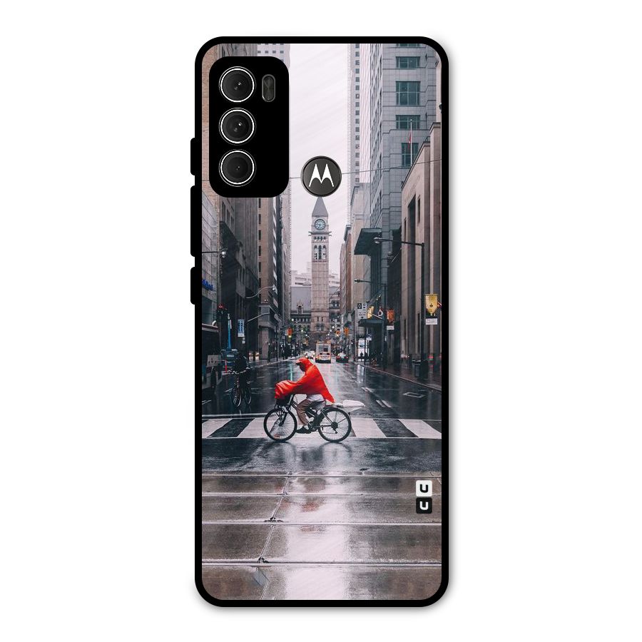 Red Bicycle Street Metal Back Case for Moto G60