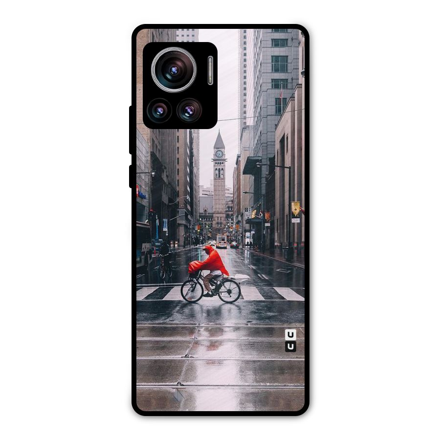 Red Bicycle Street Metal Back Case for Motorola Edge 30 Ultra