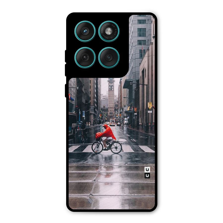 Red Bicycle Street Metal Back Case for Motorola Edge 60