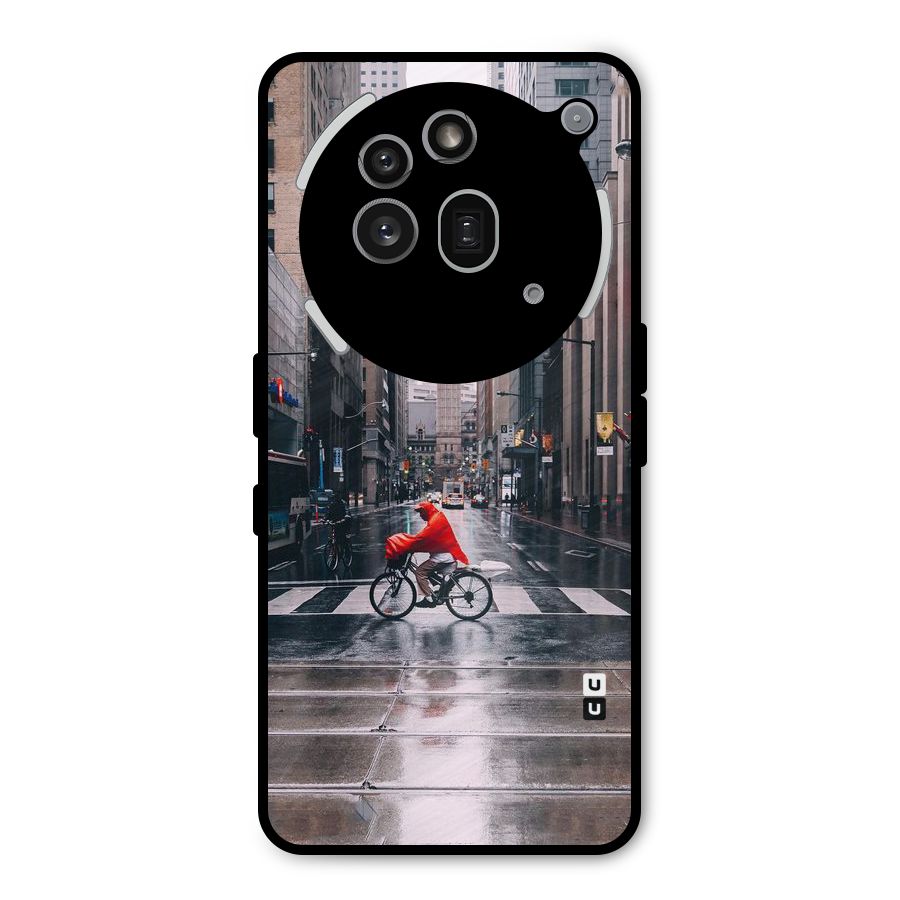 Red Bicycle Street Metal Back Case for Nothing Phone 3a Pro