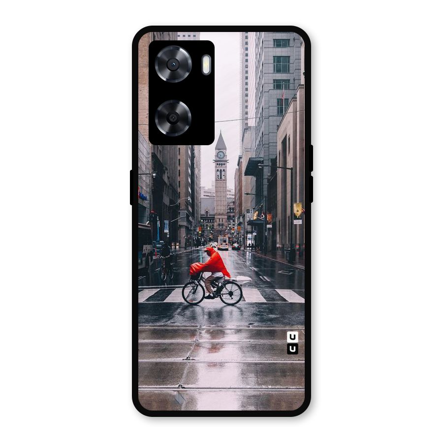 Red Bicycle Street Metal Back Case for Oppo A57 2022