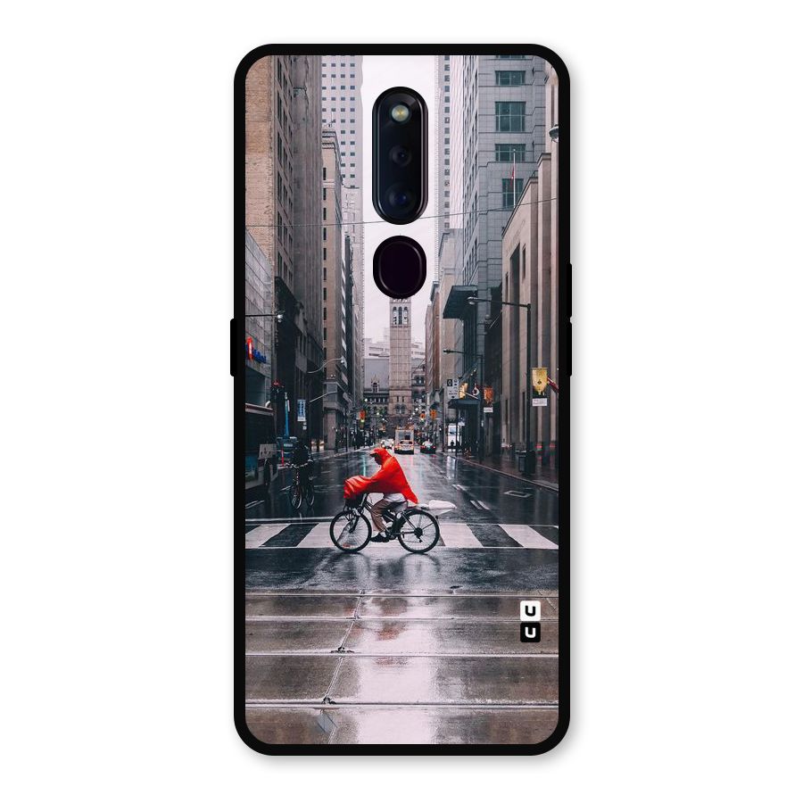 Red Bicycle Street Metal Back Case for Oppo F11 Pro