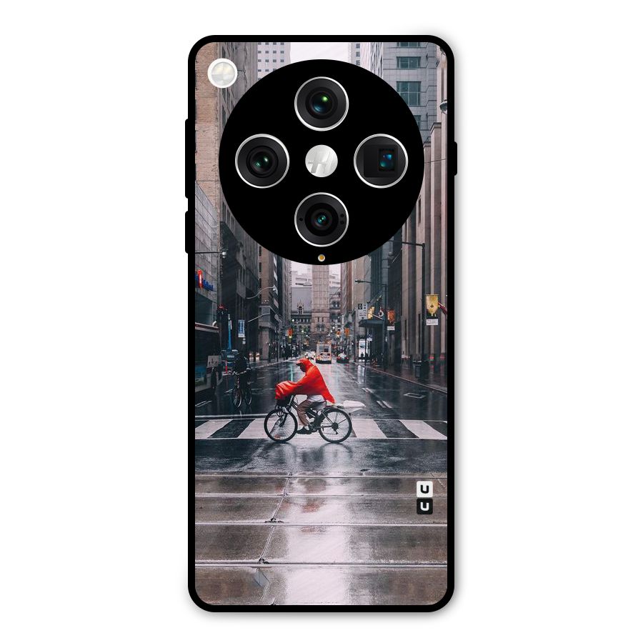 Red Bicycle Street Metal Back Case for Oppo Find X8 Pro