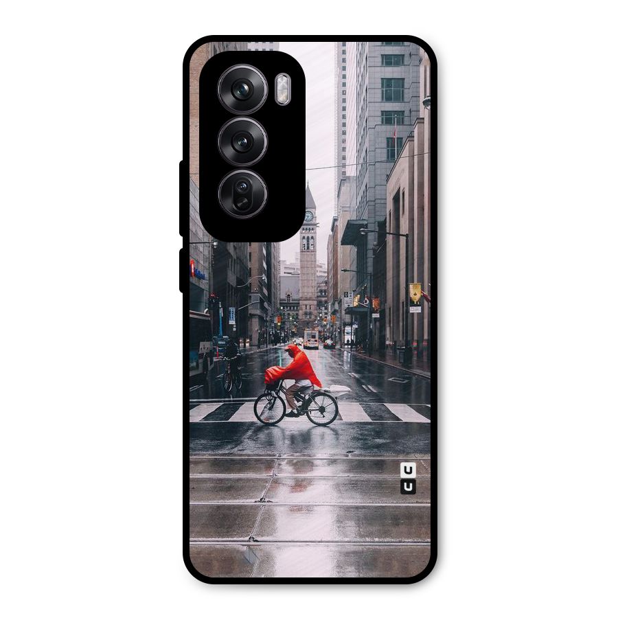 Red Bicycle Street Metal Back Case for Oppo Reno12 Pro