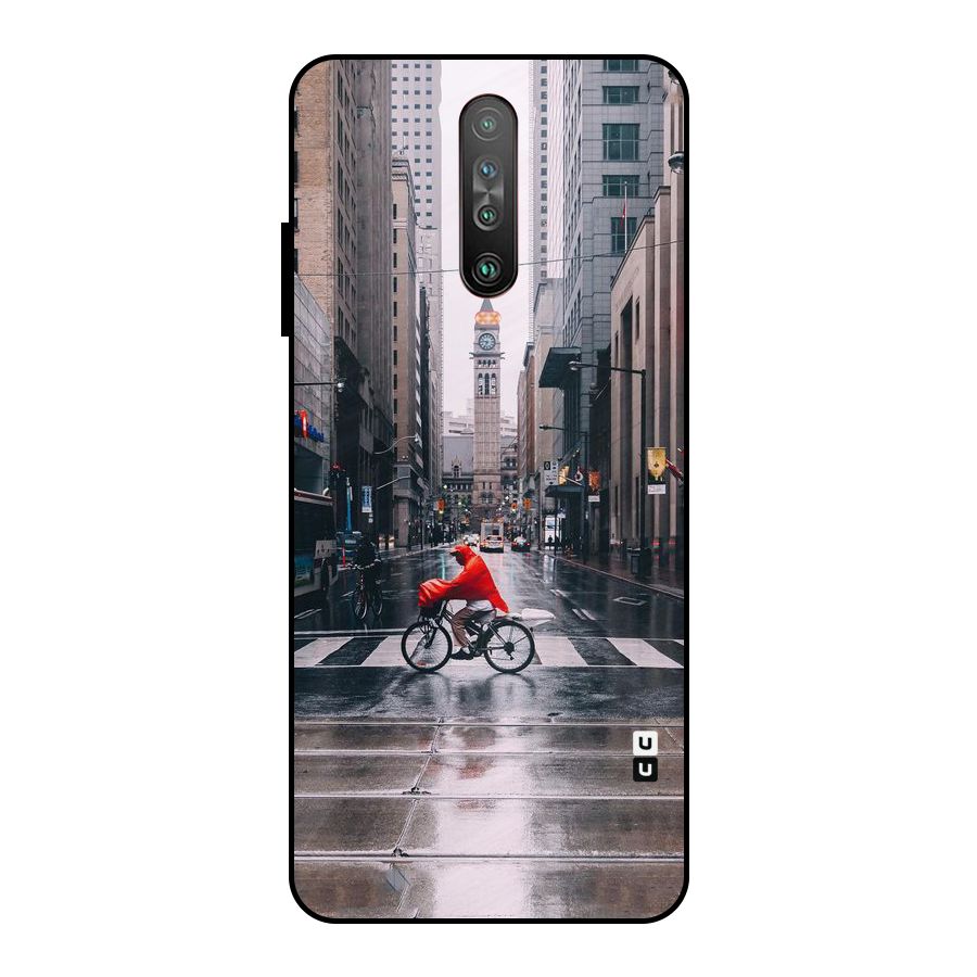 Red Bicycle Street Metal Back Case for Poco X2