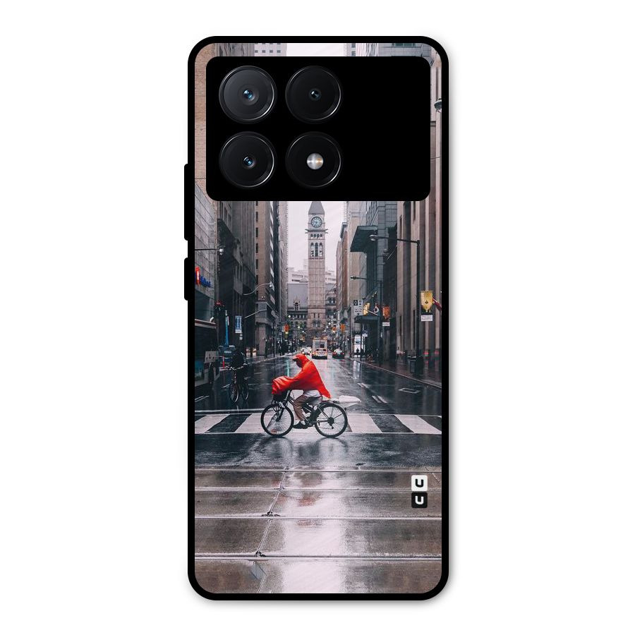 Red Bicycle Street Metal Back Case for Poco X6 Pro