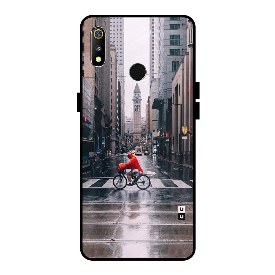 Red Bicycle Street Metal Back Case for Realme 3i