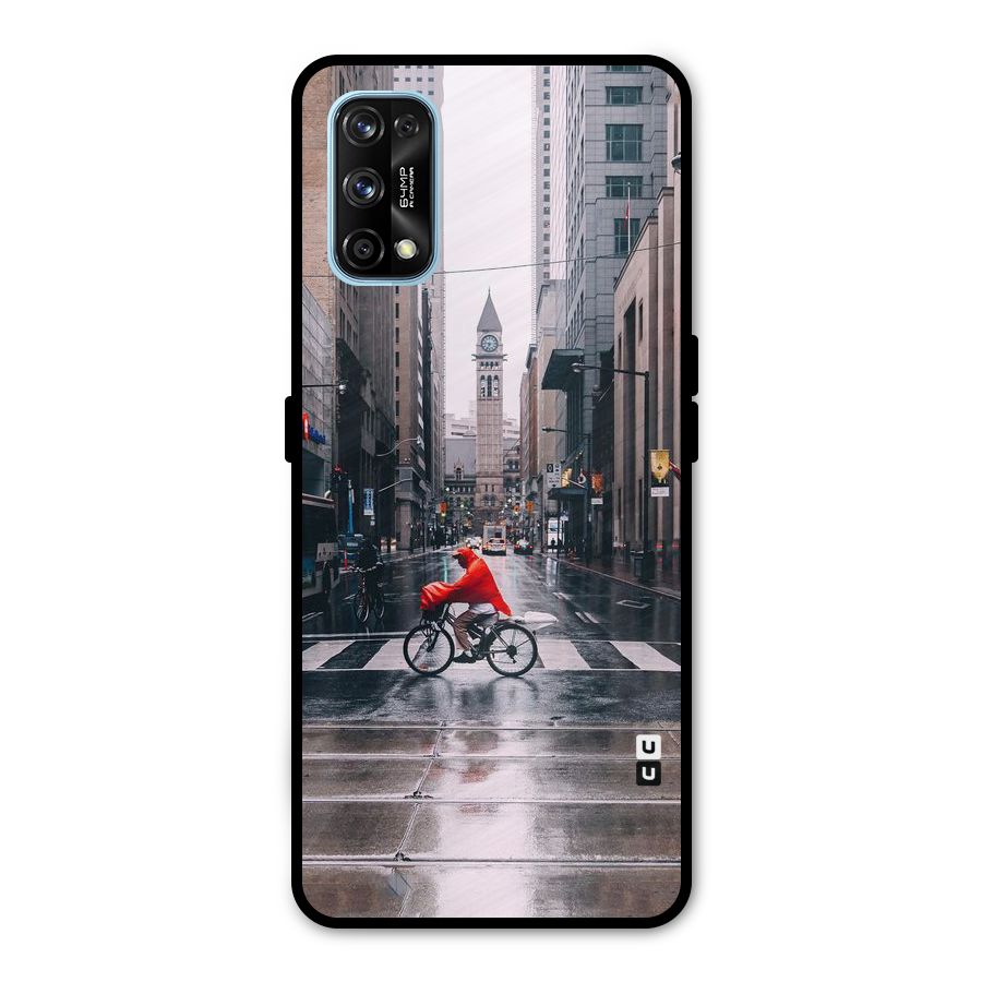 Red Bicycle Street Metal Back Case for Realme 7 Pro