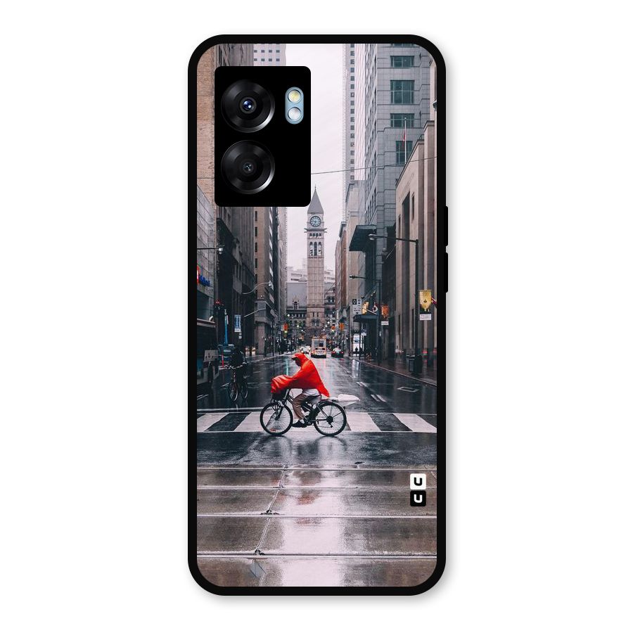 Red Bicycle Street Metal Back Case for Realme Narzo 50 5G