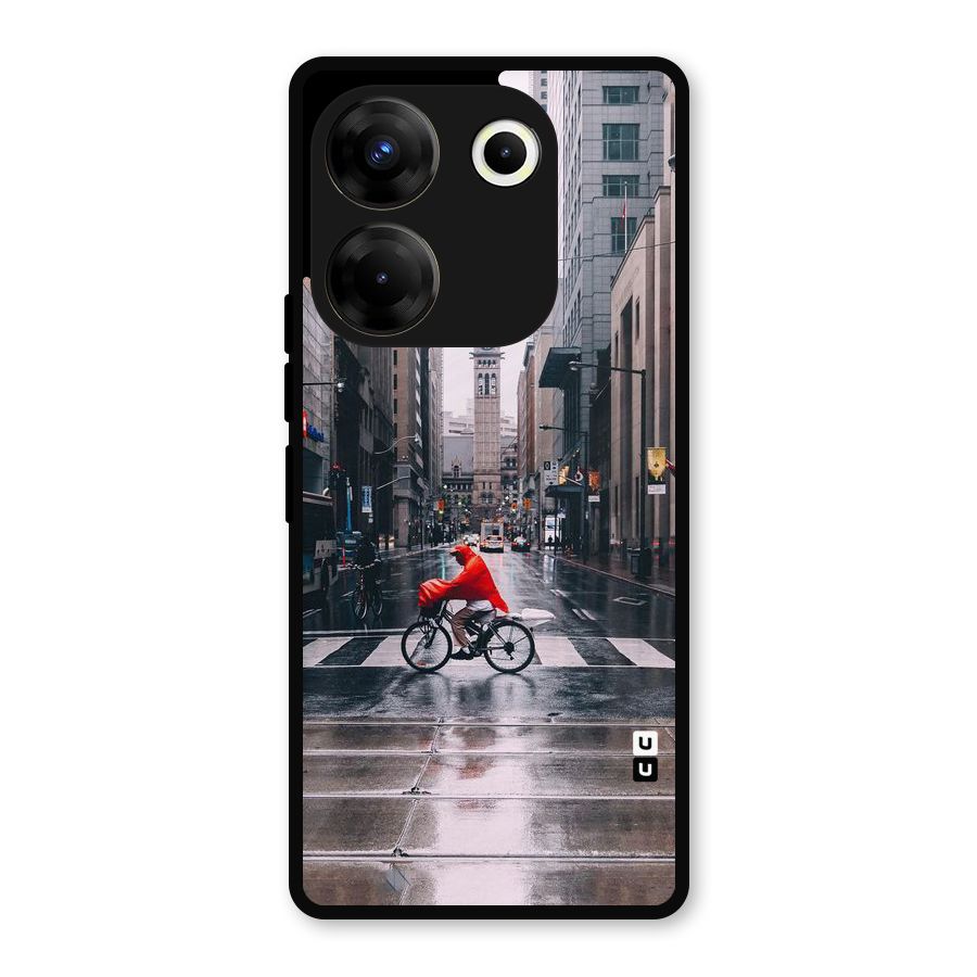 Red Bicycle Street Metal Back Case for Tecno Camon 20