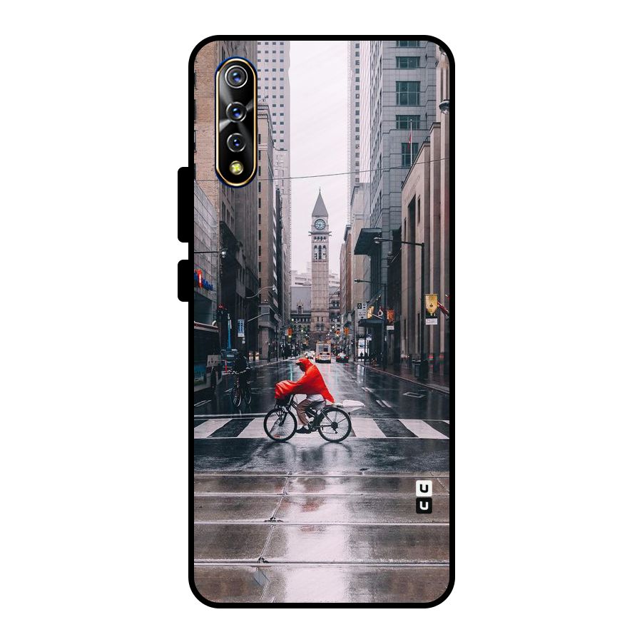 Red Bicycle Street Metal Back Case for Vivo S1