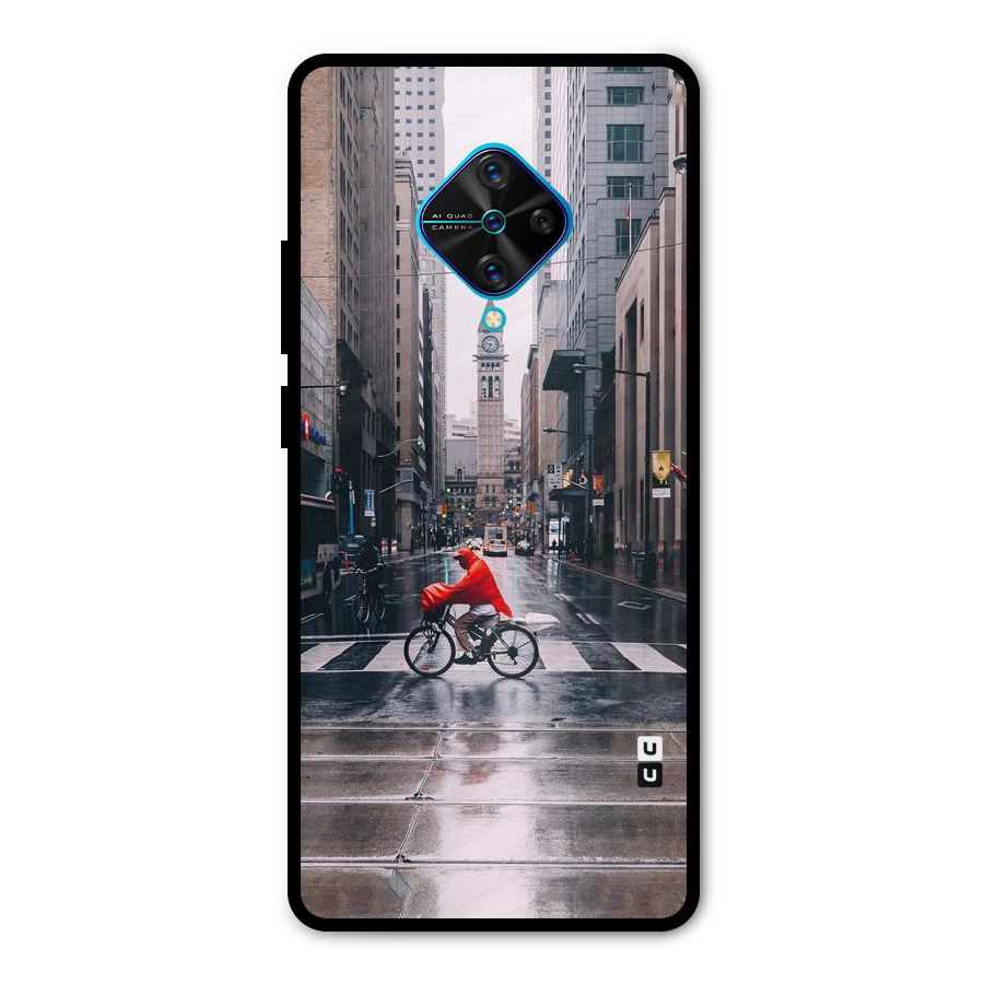 Red Bicycle Street Metal Back Case for Vivo S1 Pro