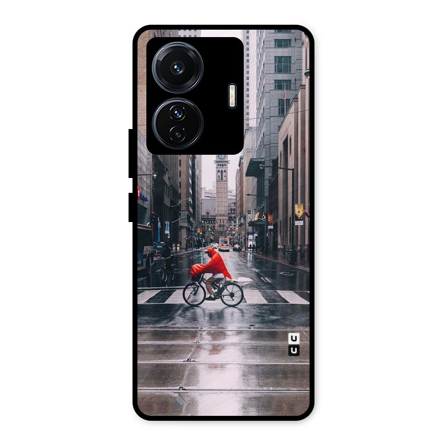 Red Bicycle Street Metal Back Case for Vivo T1 Pro