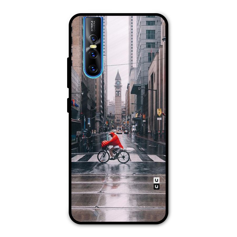 Red Bicycle Street Metal Back Case for Vivo V15 Pro
