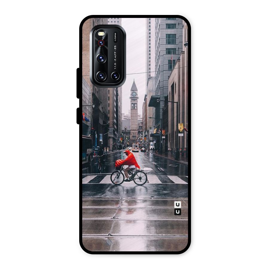 Red Bicycle Street Metal Back Case for Vivo V19
