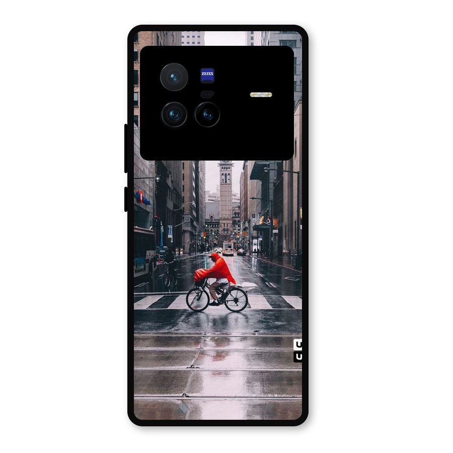 Red Bicycle Street Metal Back Case for Vivo X80