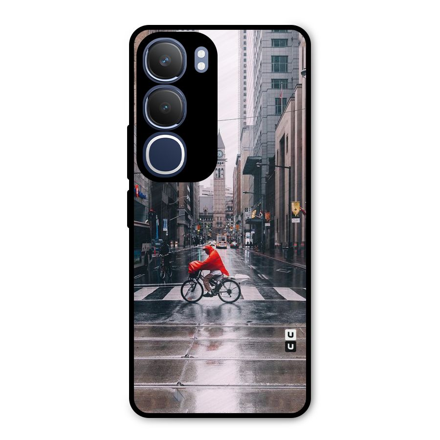 Red Bicycle Street Metal Back Case for Vivo Y29