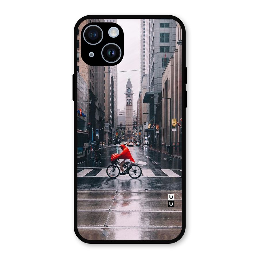 Red Bicycle Street Metal Back Case for iPhone 14