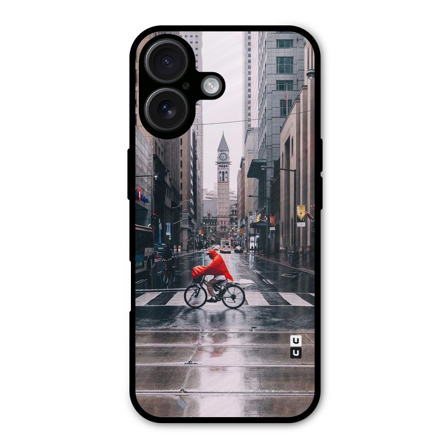 Red Bicycle Street Metal Back Case for iPhone 16