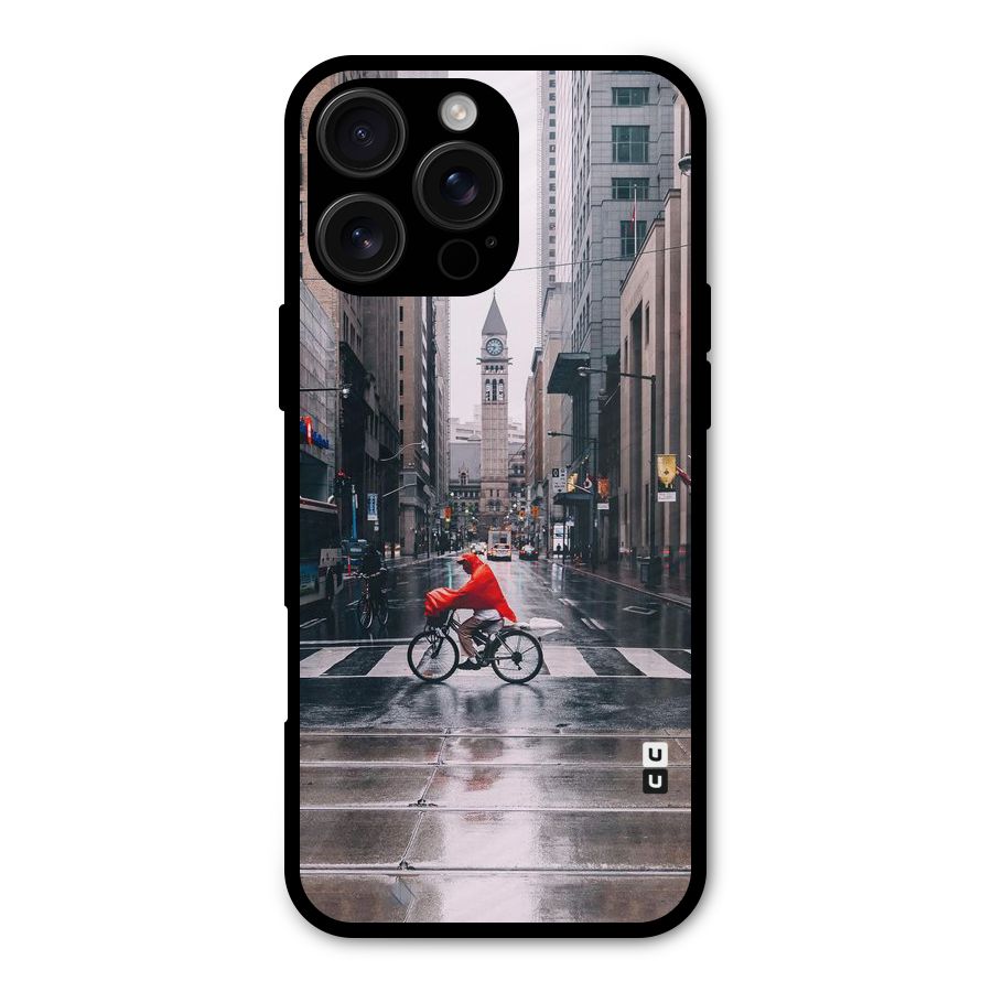 Red Bicycle Street Metal Back Case for iPhone 16 Pro Max