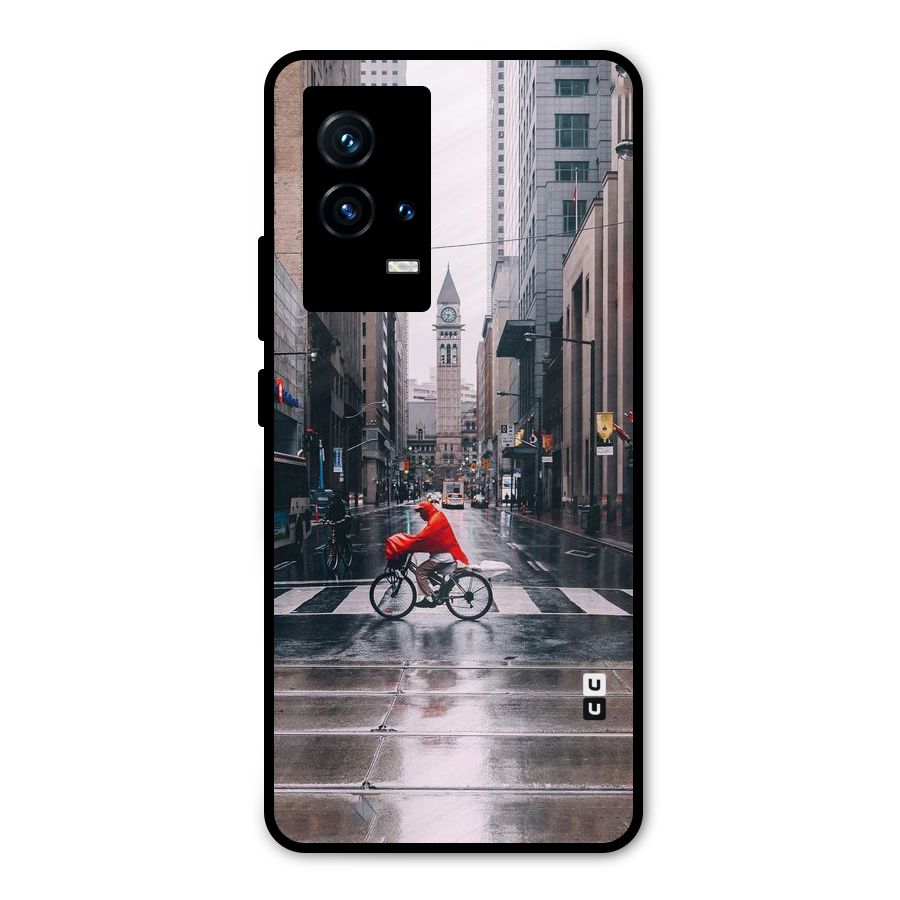 Red Bicycle Street Metal Back Case for iQOO 9 5G