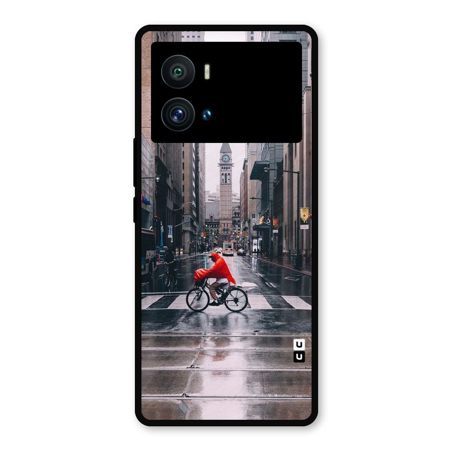 Red Bicycle Street Metal Back Case for iQOO 9 Pro