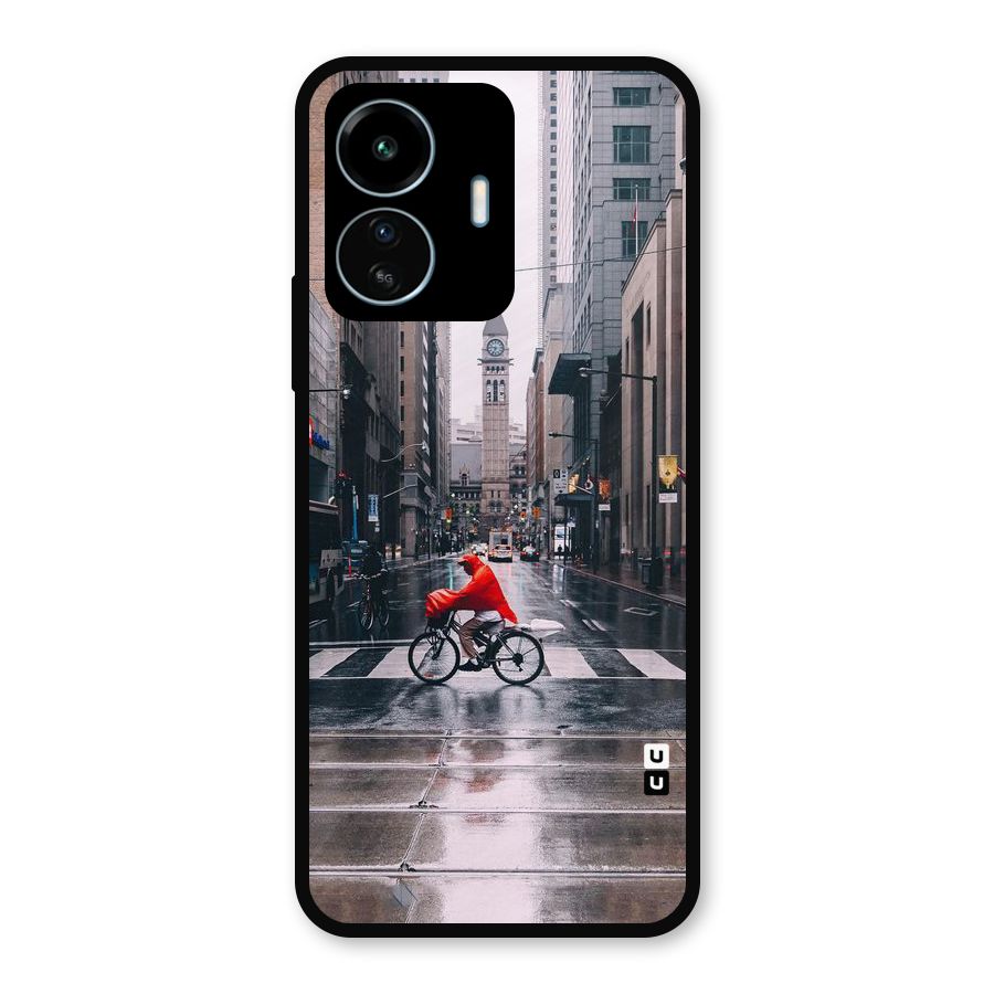 Red Bicycle Street Metal Back Case for vivo iQOO Z6 Lite 5G