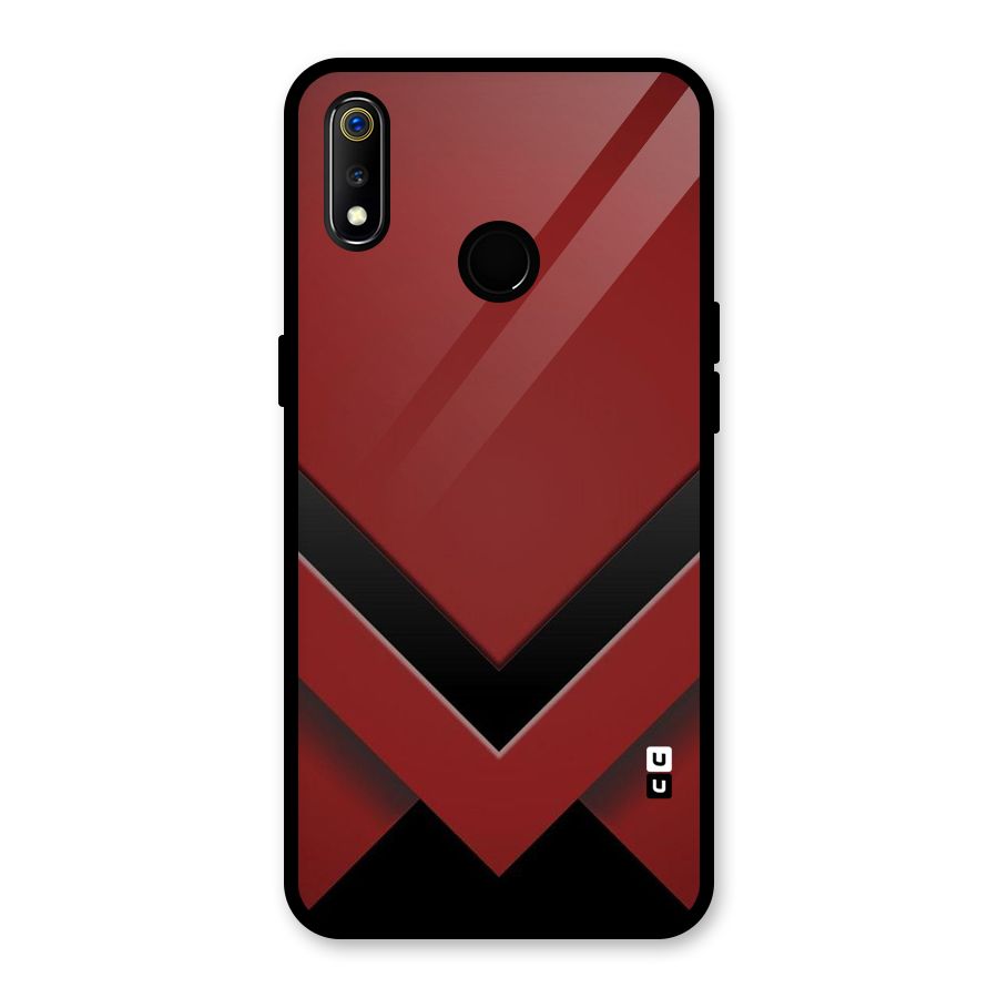 Red Black Fold Glass Back Case for Realme 3i