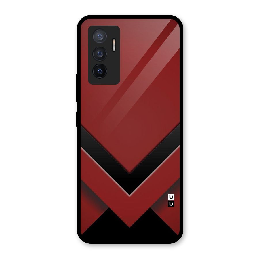 Red Black Fold Glass Back Case for Vivo V23e