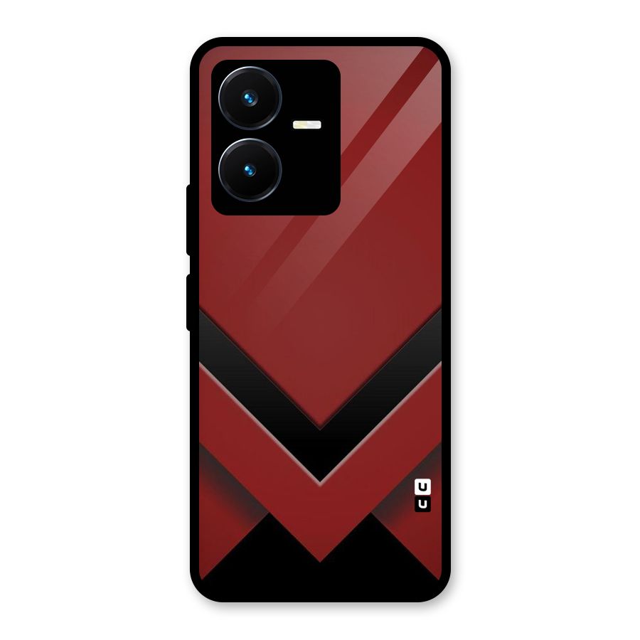 Red Black Fold Glass Back Case for Vivo Y22s