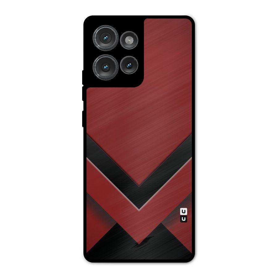 Red Black Fold Metal Back Case for Motorola Edge 50