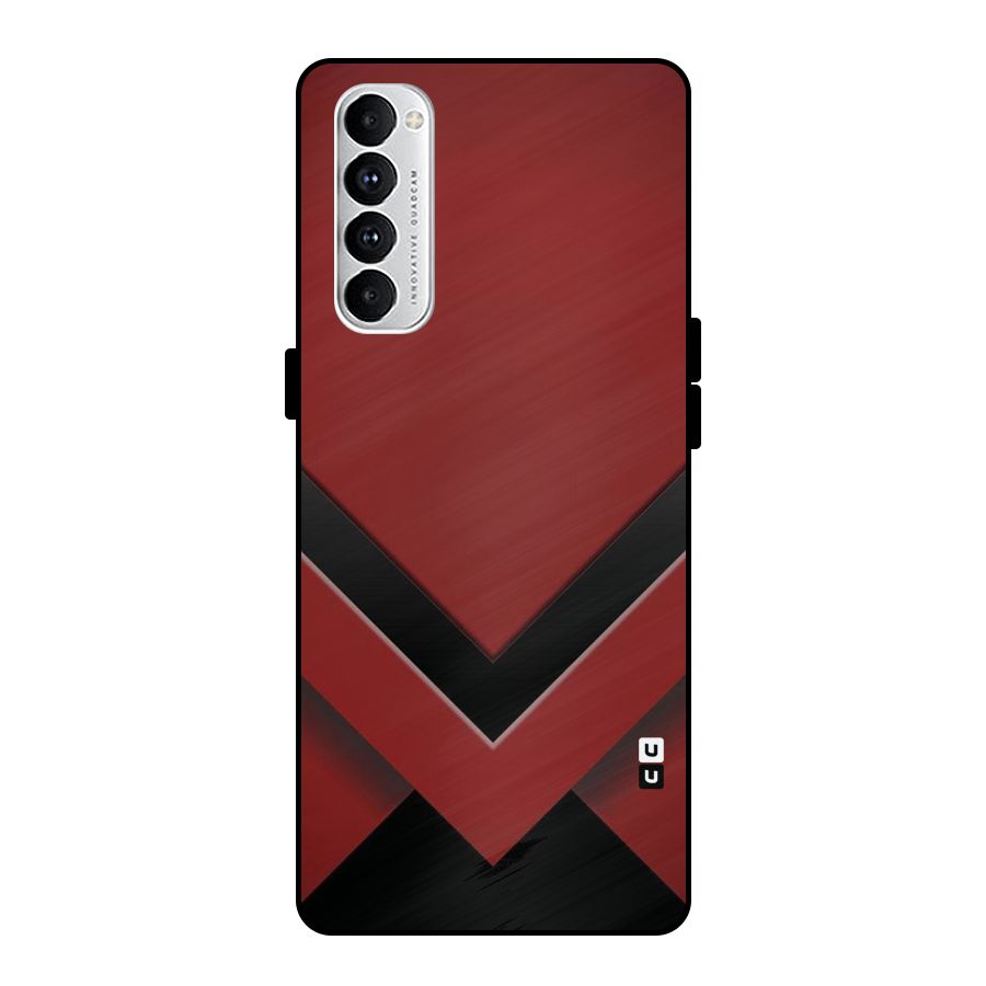 Red Black Fold Metal Back Case for Oppo Reno4 Pro