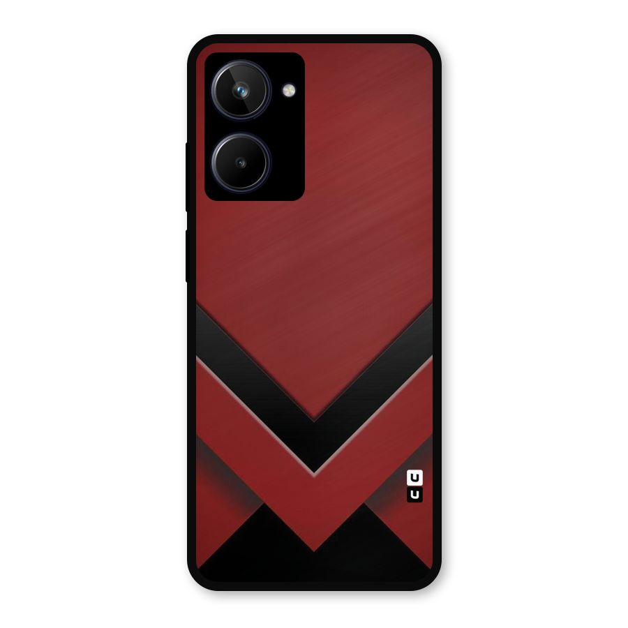 Red Black Fold Metal Back Case for Realme 10