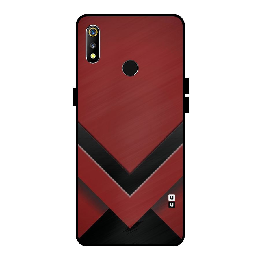Red Black Fold Metal Back Case for Realme 3i