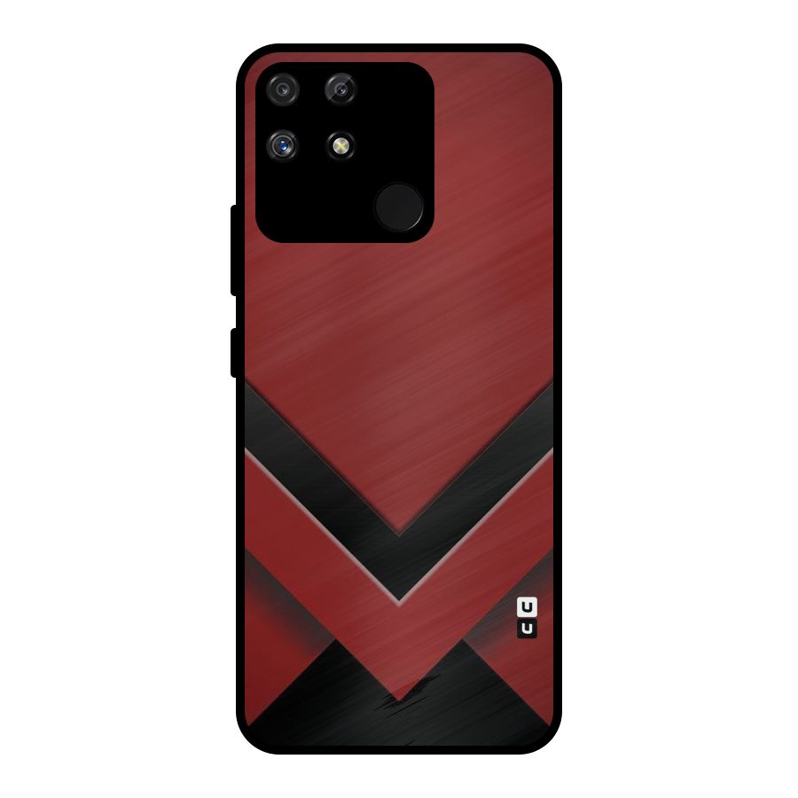 Red Black Fold Metal Back Case for Realme Narzo 50A