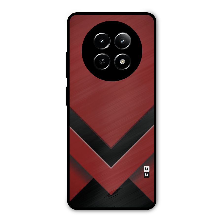 Red Black Fold Metal Back Case for Realme Narzo 70x 5G