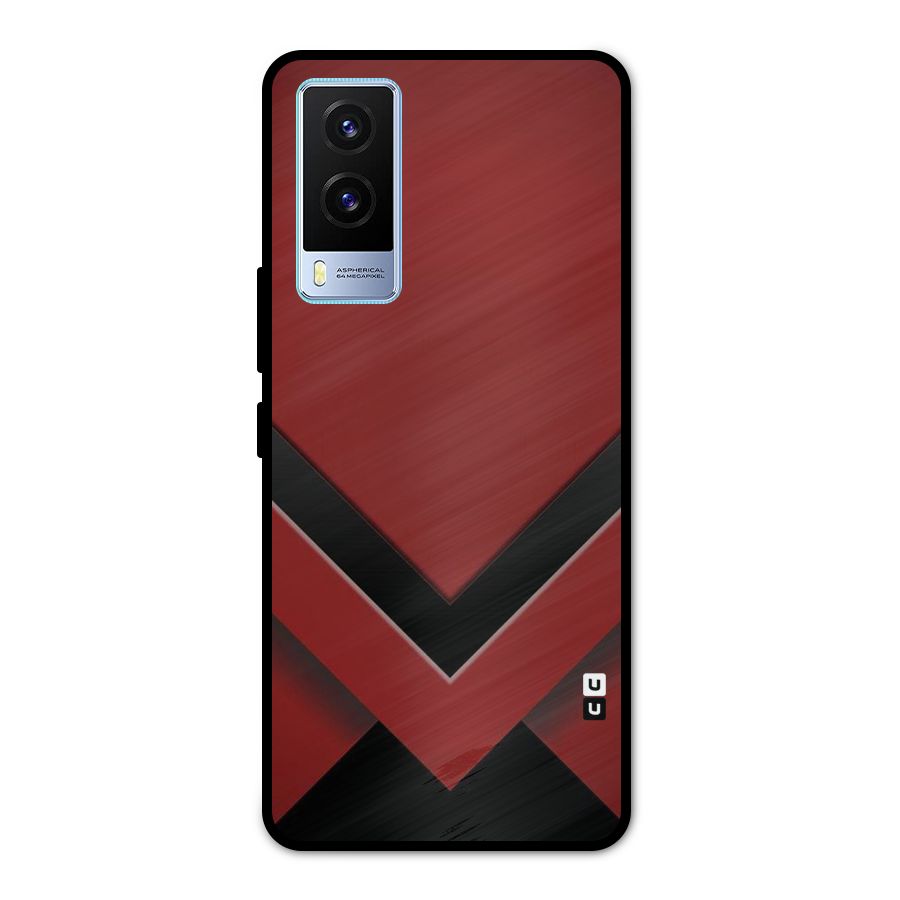 Red Black Fold Metal Back Case for Vivo V21e 5G
