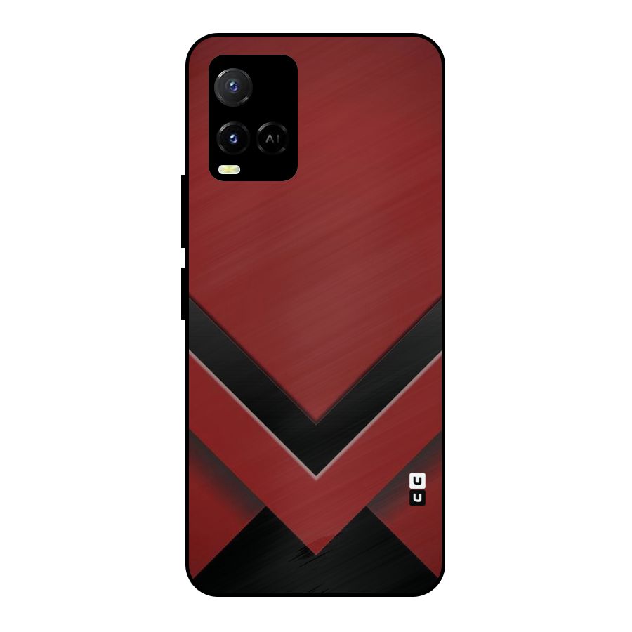 Red Black Fold Metal Back Case for Vivo Y21